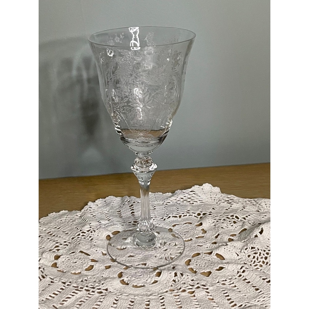Vintage Tiffin-Franciscan Persian 1940s Etched Pheasants Water Goblet #17358